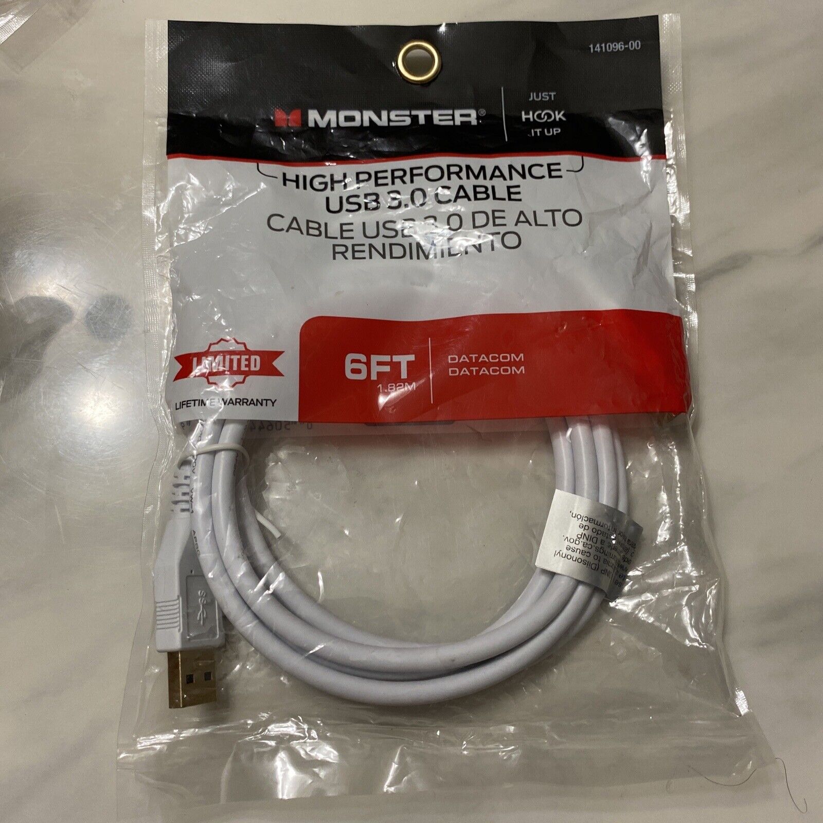 Monster 6FT 1.82M High Performance USB 3.0 Datacom Cable (White) - SHIPS FAST