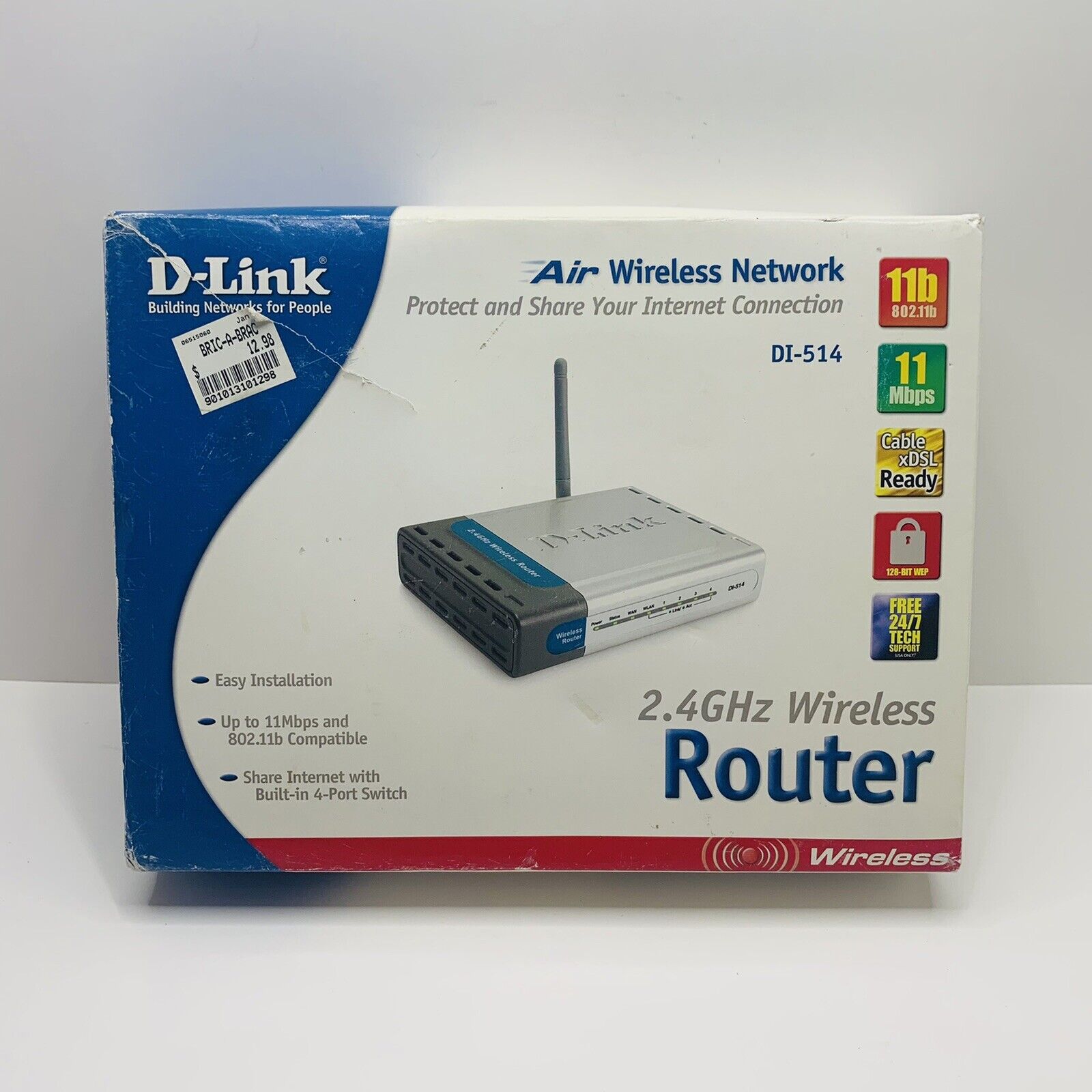 D-Link DI-514 Air Wireless Network Router 802.11b WiFi 11Mbps 4 Port