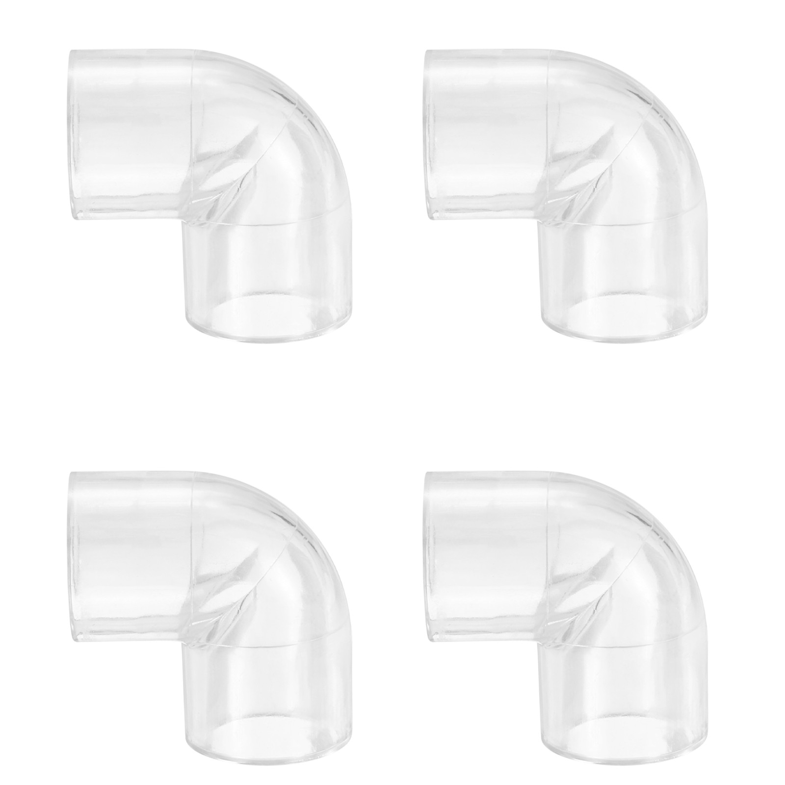4pcs Clear Elbow Fitting, 90 Degree 14mm ID PC Pipe Fitting Adapter