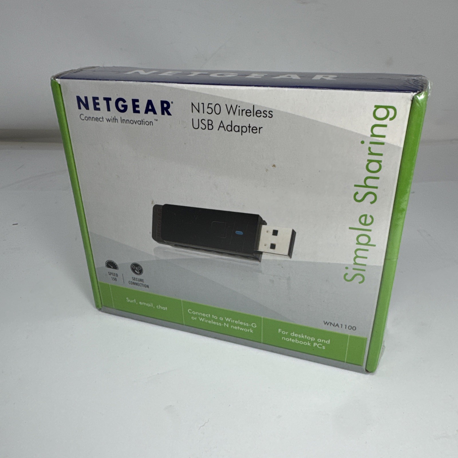 NETGEAR WNA1100 N150 Wireless USB Adapter WiFi Desktop Notebook PC NEW SEALED
