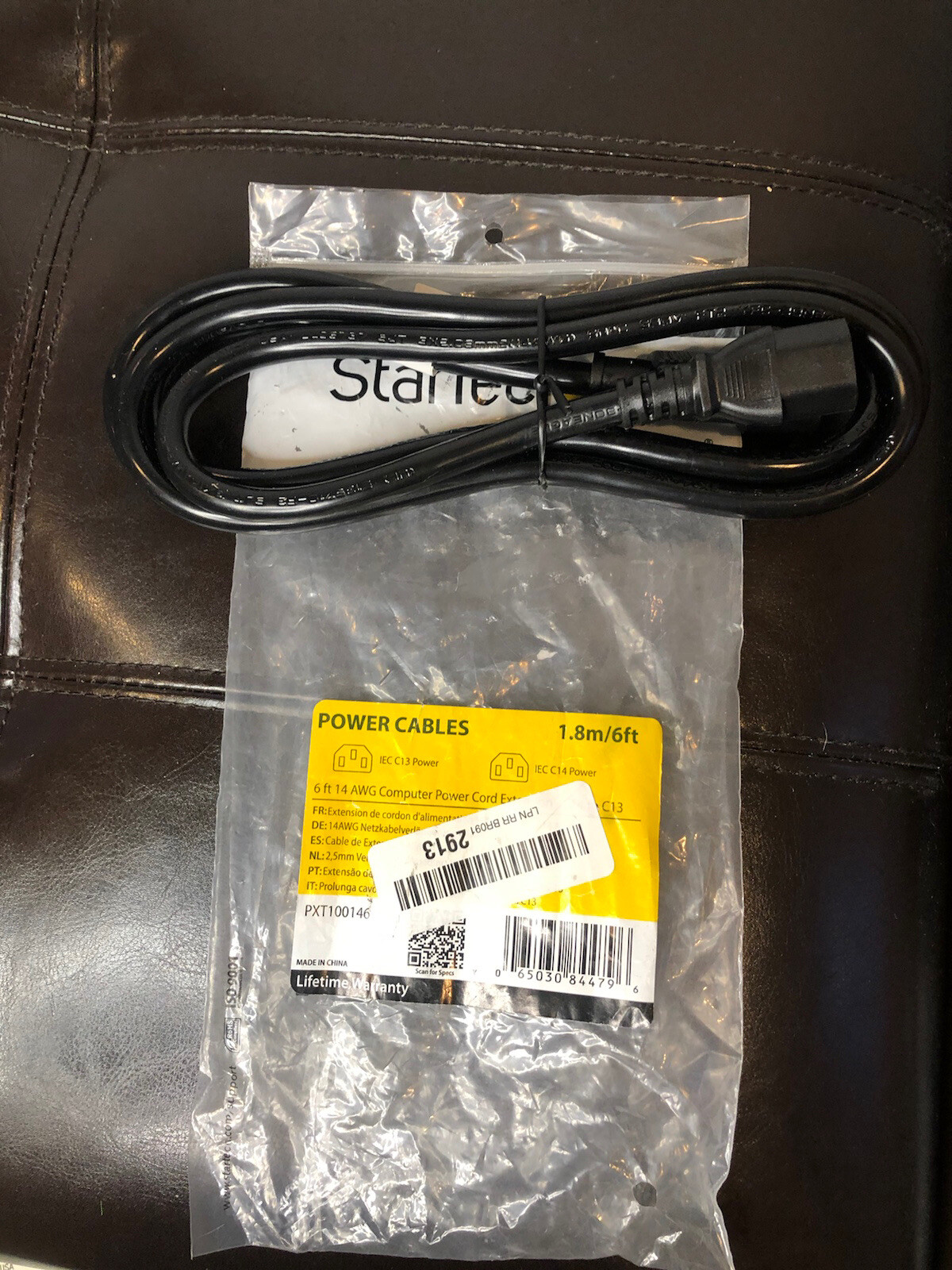StarTech 6 ft 14 AWG Computer Power Cord Extension PXT100146 NEW