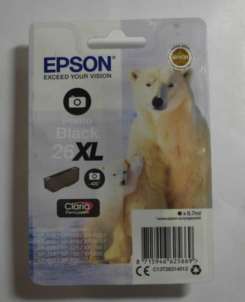 Epson T2631 26XL Ink Photo Black XP 510 520 600 620 625 700 710 720 800