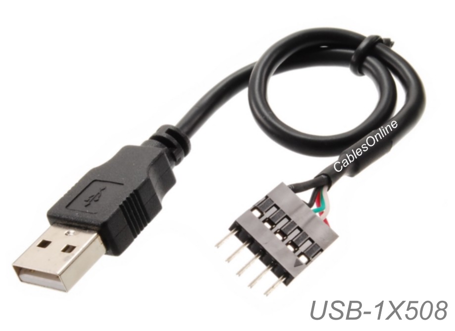 8-inch USB 2.0 A-Male to (1x5) 5-Pin IDC Motherboard Connector Adapter Cable