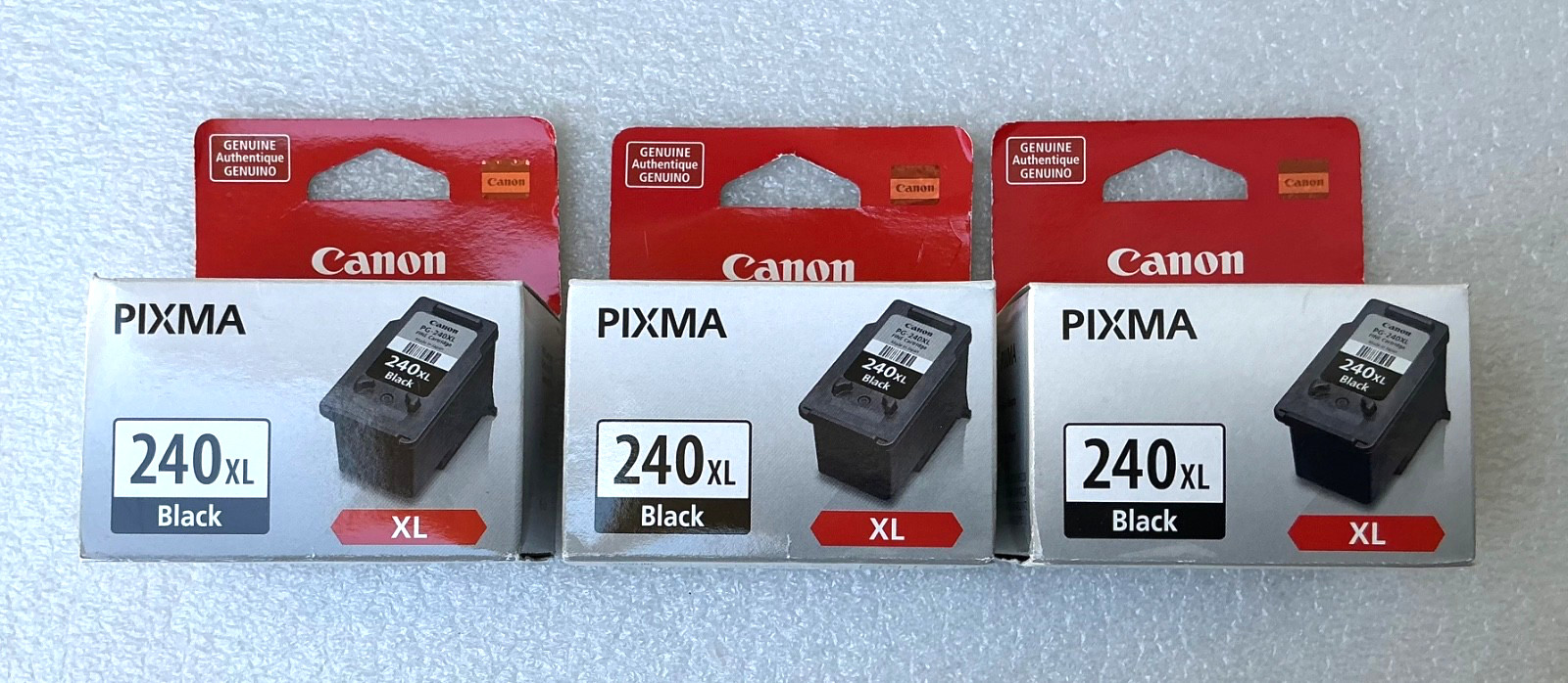 3x Canon PG-240XL Fine Black Ink Cartridges GENUINE NEW Sealed