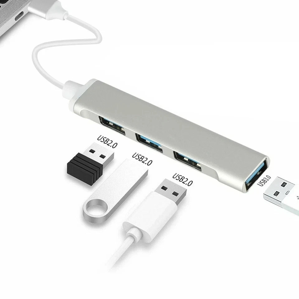 LOT USB 3.0 4 Port Hub Splitter Slim & Sleek Aluminum for PC Mac Laptop Desktop