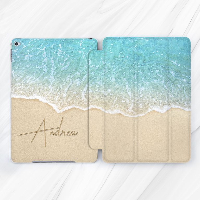 Custom Name Ocean Sand Beach Case For iPad A16 Mini 6 7 A17 Pro 11 Air 13 5 10 2