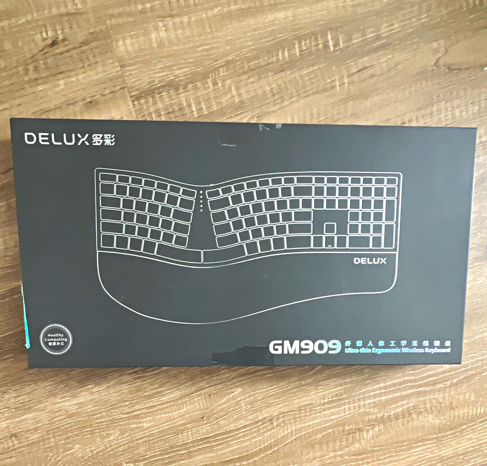 DELUX GM909 Wireless Ergonomic Split Keyboard Bluetooth 2.4G Palm Rest QWERTY