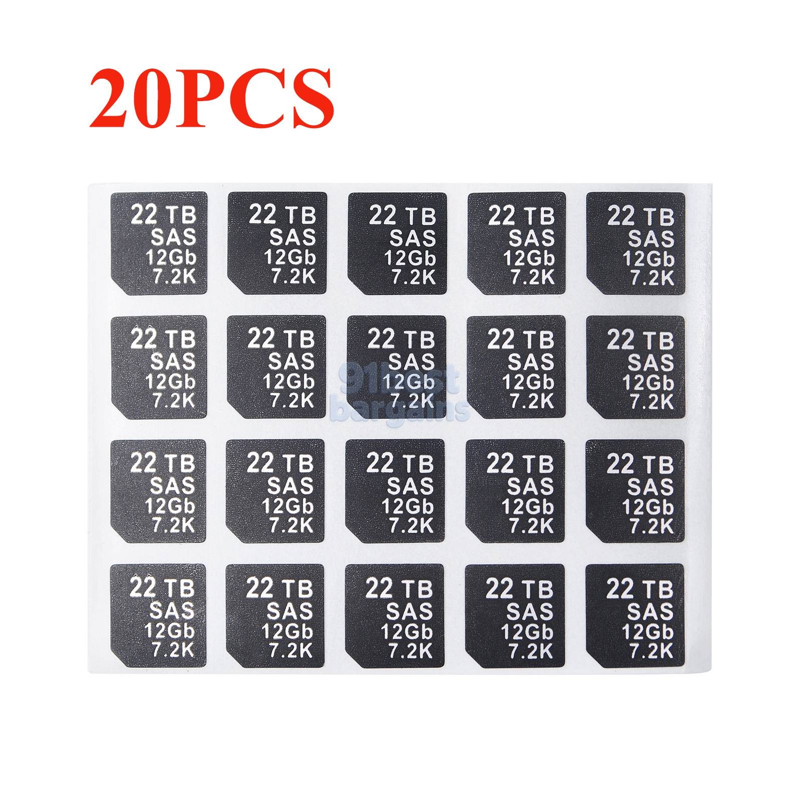 20/40/100PCS Capacity Sticker 22TB SAS 12GB 7.2K FOR DELL DXD9H X7K8W Hard Caddy