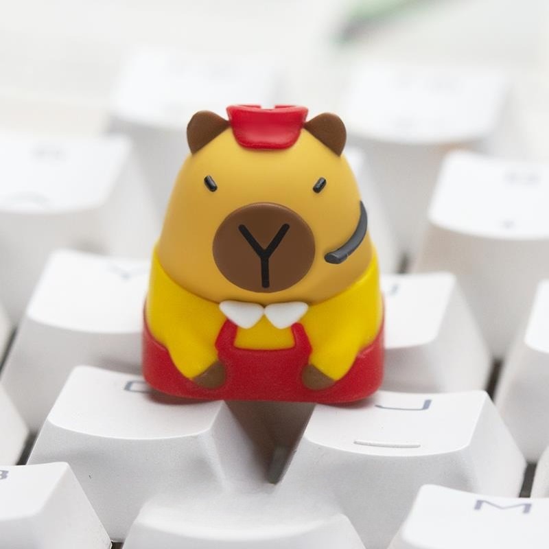 Kawaii Capybara Fast Food Artisan Keycap Cute Animal Custom Cherry MX Gamer Gift