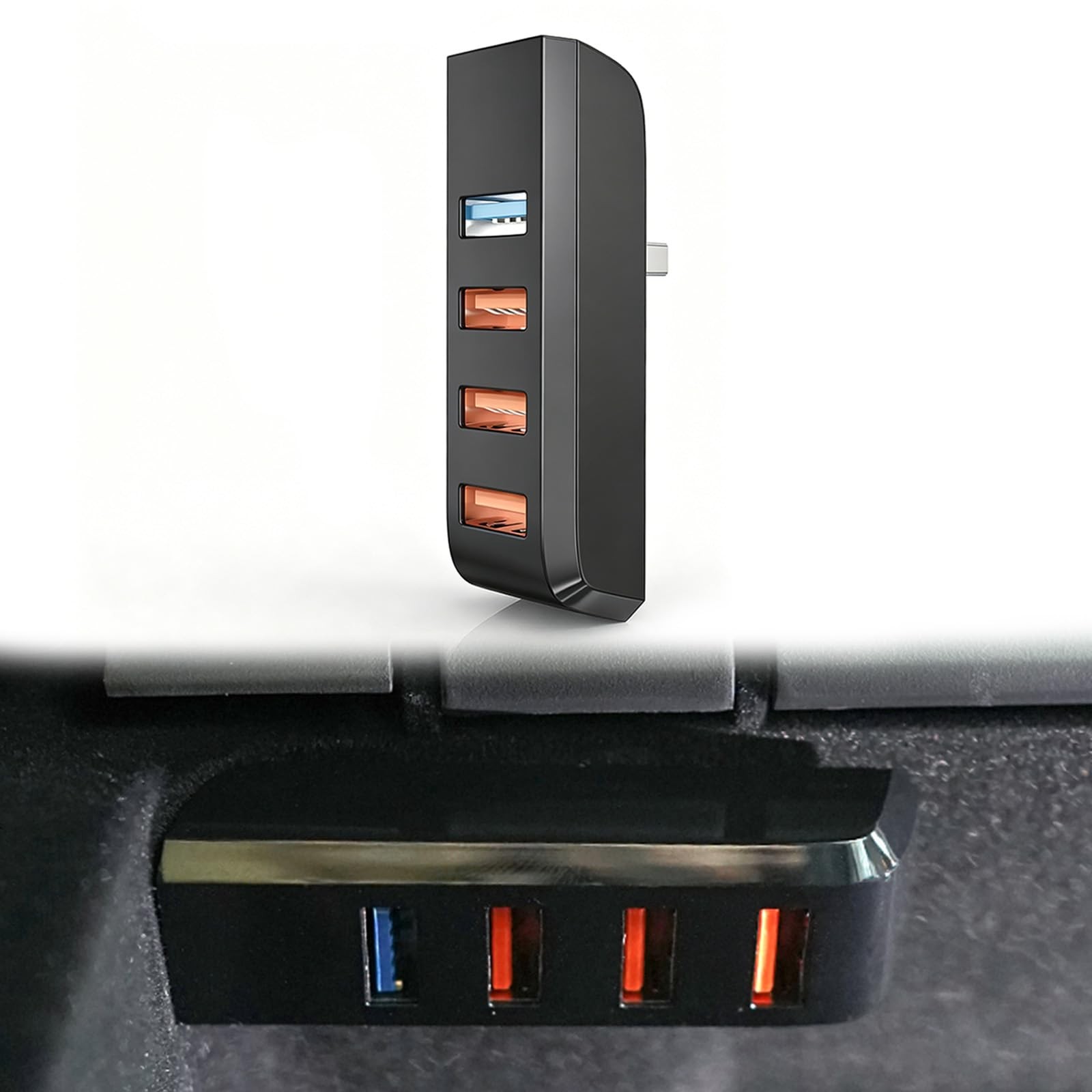 Glove Box USB Hub for Tesla Model Y (2021-2024) & Model 3 (2021-2023), 4-in-1...