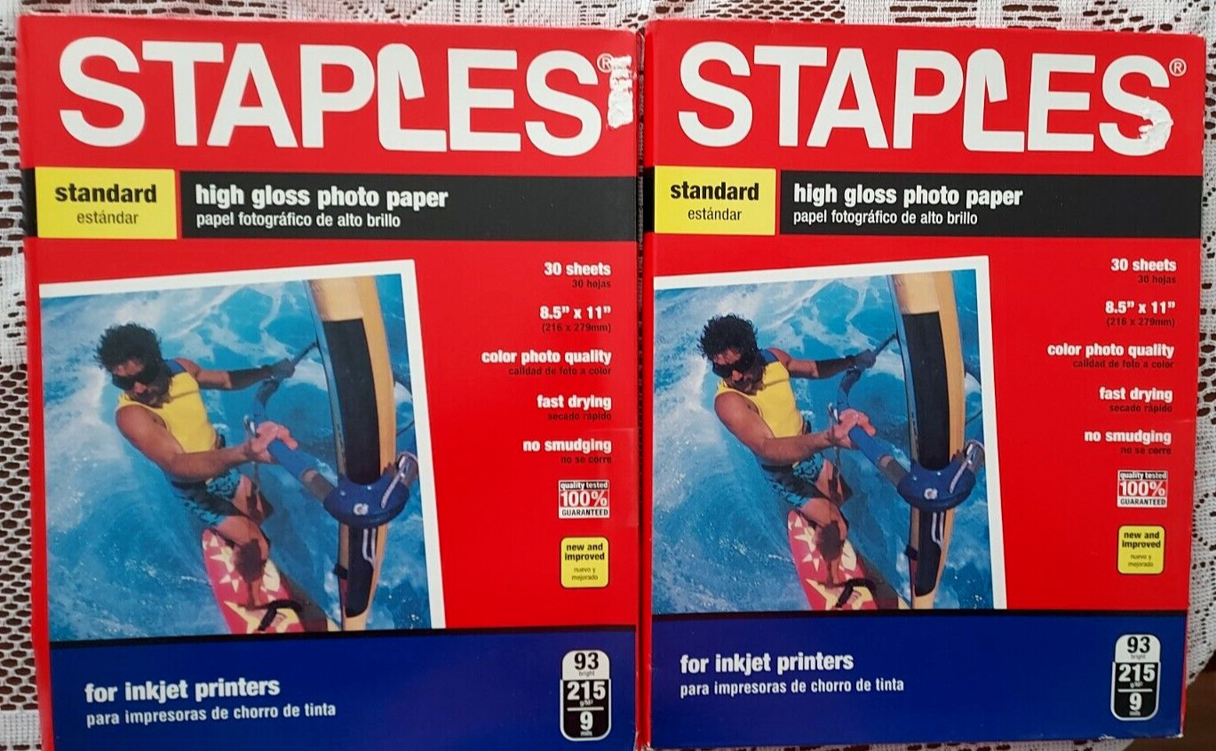 Set of 2 Staples High Gloss Photo Paper 8.5” X 11” Standard 26 Sheets #471861