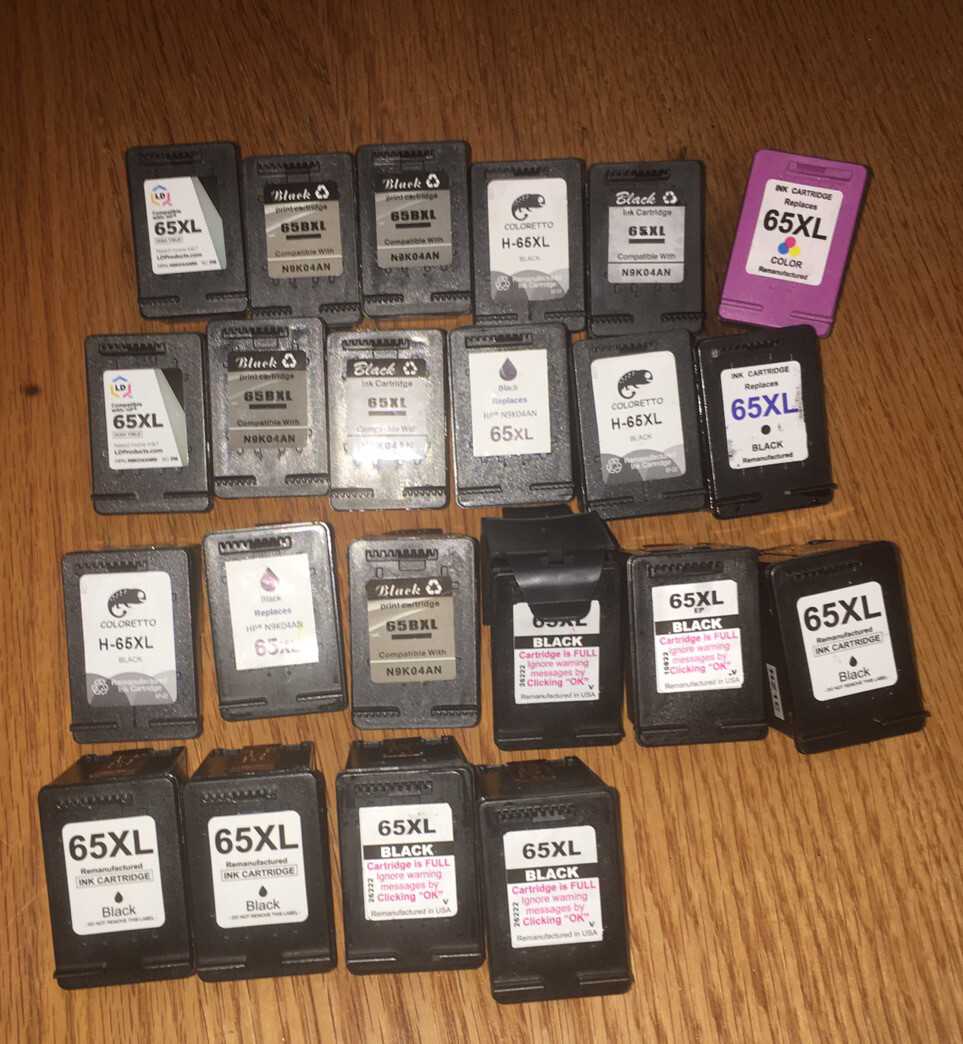 22 (1 Color ) EMPTY Cartridge HP 65 BLACK Ink  For Refill NOT VIRGIN