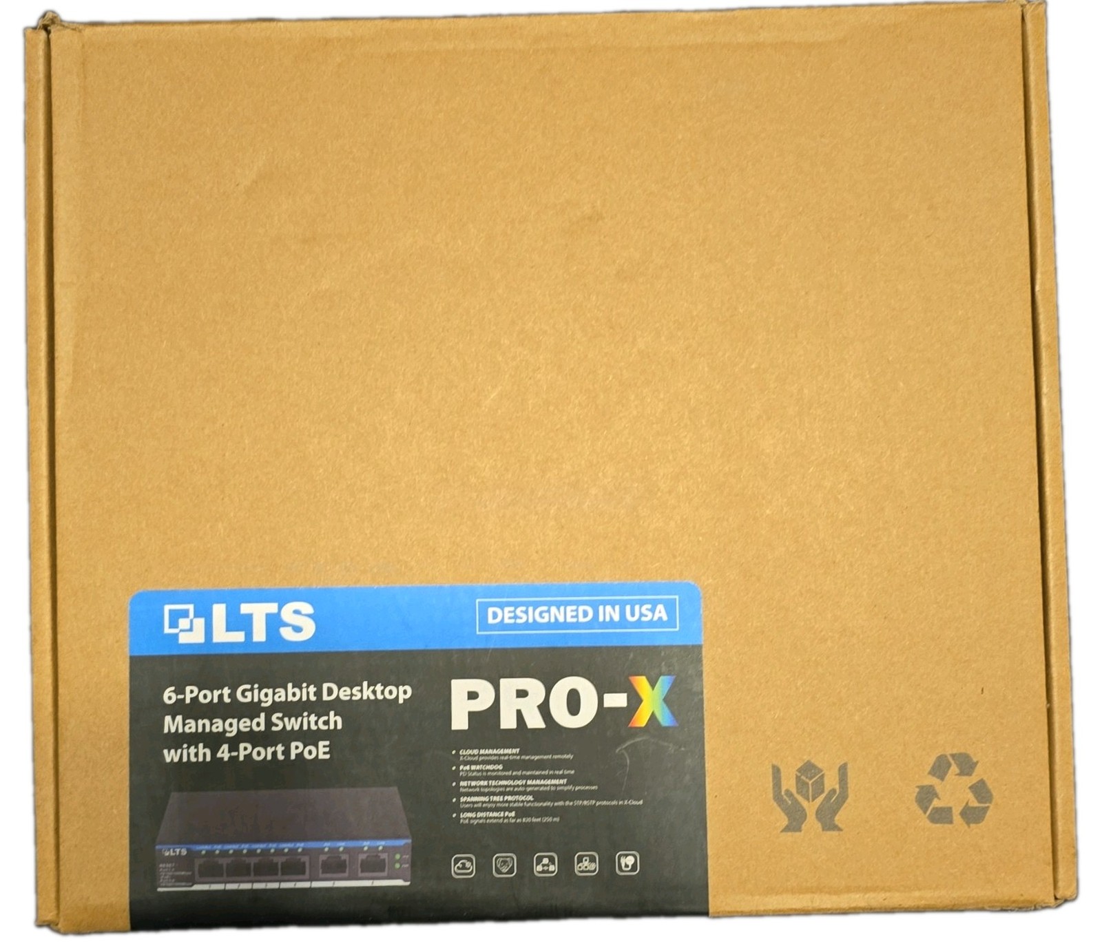 LTS PRO-X XCPOE-SW402G 6-Port Gigabit Managed Desktop Switch, 4-Port PoE