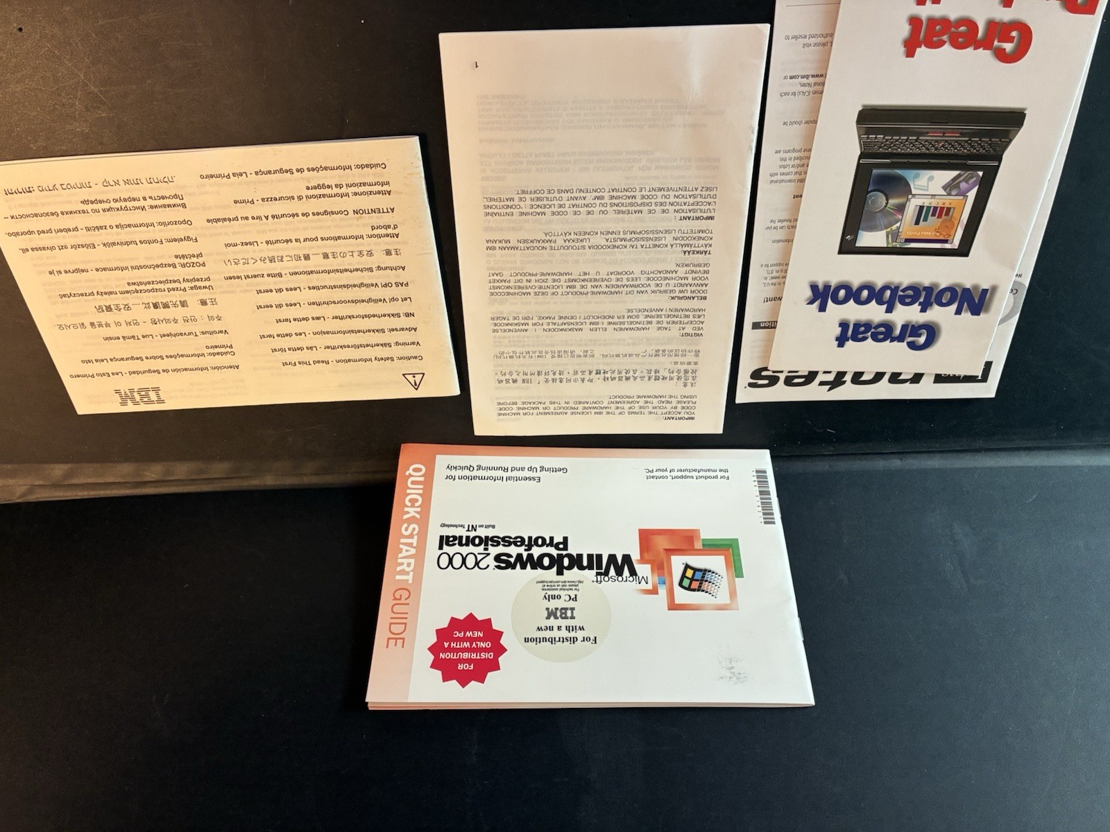 Vintage IBM PC OEM Microsoft Windows 2000 Professional Quick Start Guide Bundle