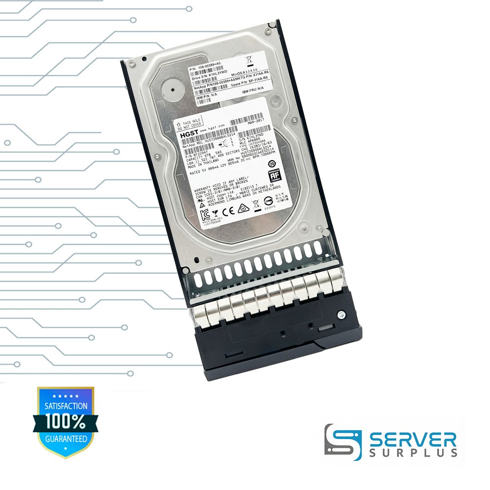 NetApp HUS726060AL5214 6TB SAS 7200 RPM 512e 3.5" Enterprise HDD | 108-00389+A0