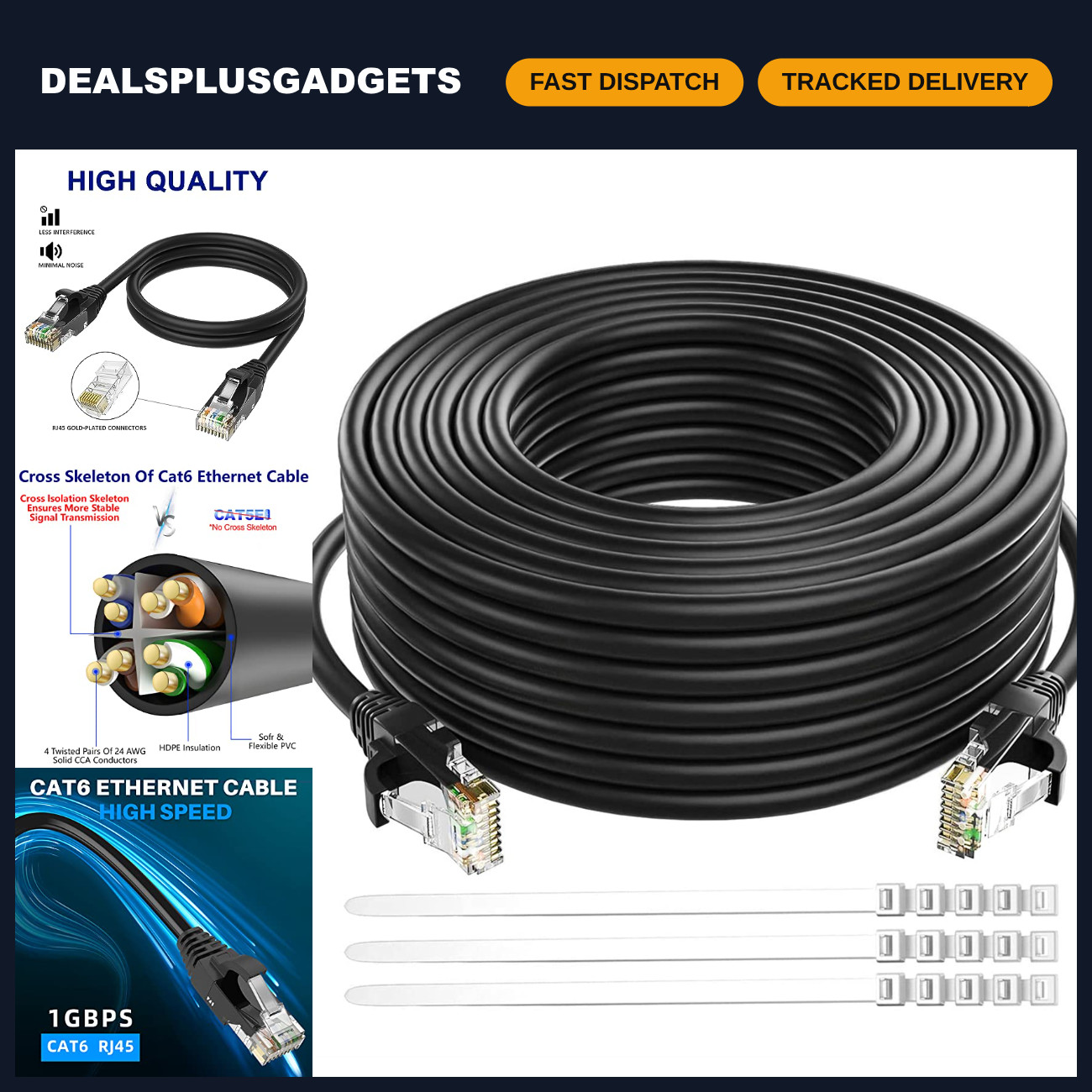 300 Ft Cat 6 Ethernet Cable - Snagless RJ45 Network Cable for Indoor/Outdoor Use