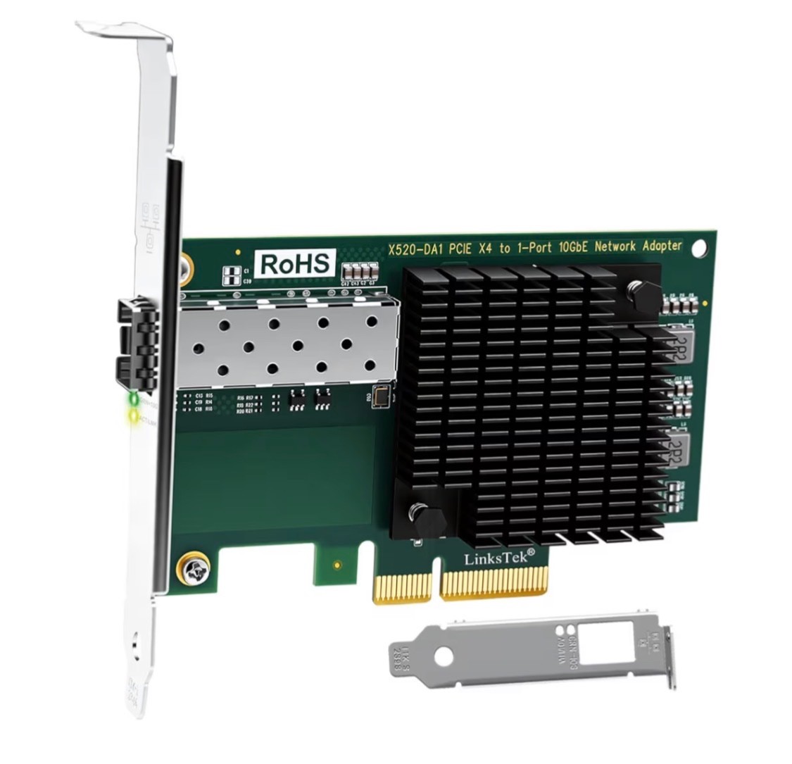 X520-DA1 10Gb/s SFP+ Fiber Port Ethernet Adapter for NAS & Desktop PCs. PCIE x4