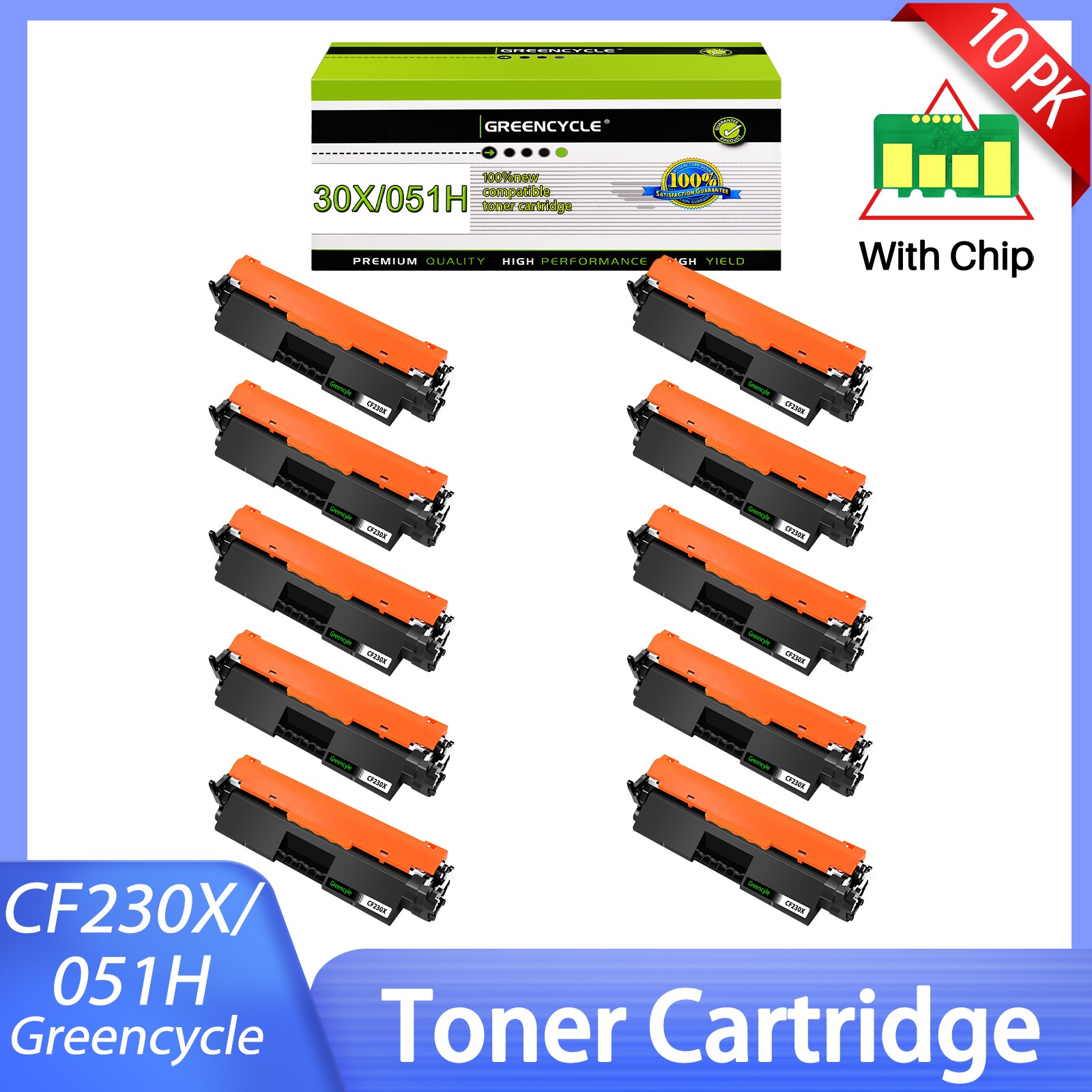 10PK CRG-051H Toner Compatible with Canon IMAGECLASS 2169C001AA MF267dw MF269dw