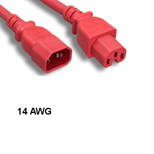 10x Red 8ft Power Cable IEC60320 C14 to C15 14AWG 15A/250V SJT PDU UPS System