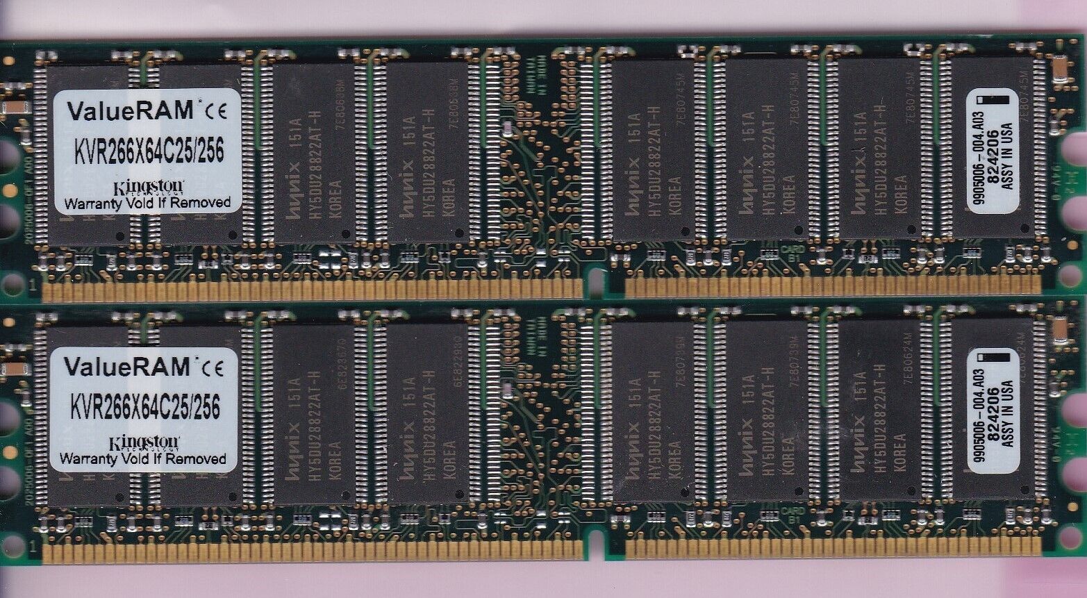 512MB 2x256MB PC-2100 KINGSTON KVR266X64C25/256 DDR1 HYNIX DDR-266 Ram PC2100