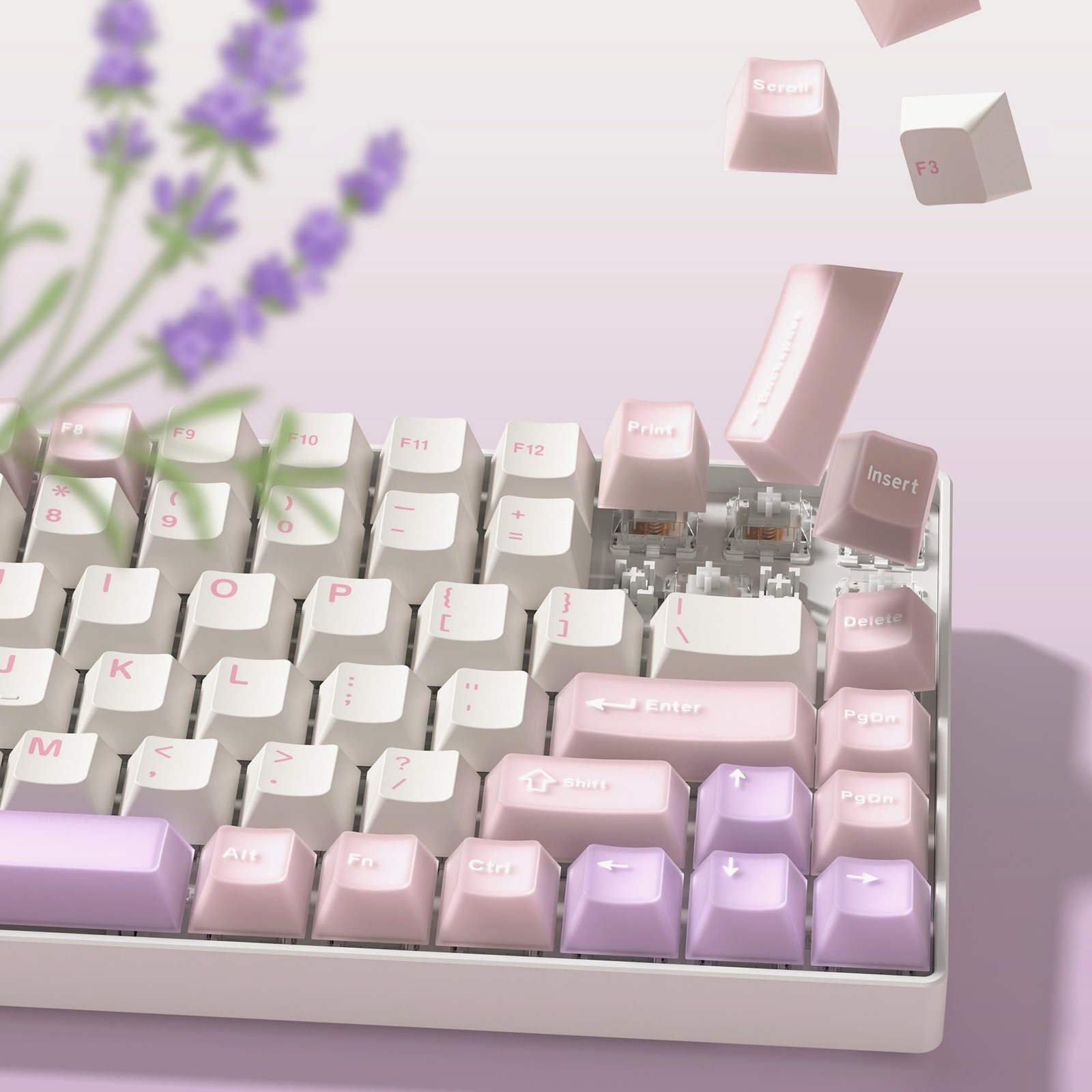 Mechanical Keyboard Keycaps Pink Jelly PBT Translucent Jade Custom 127 Keys