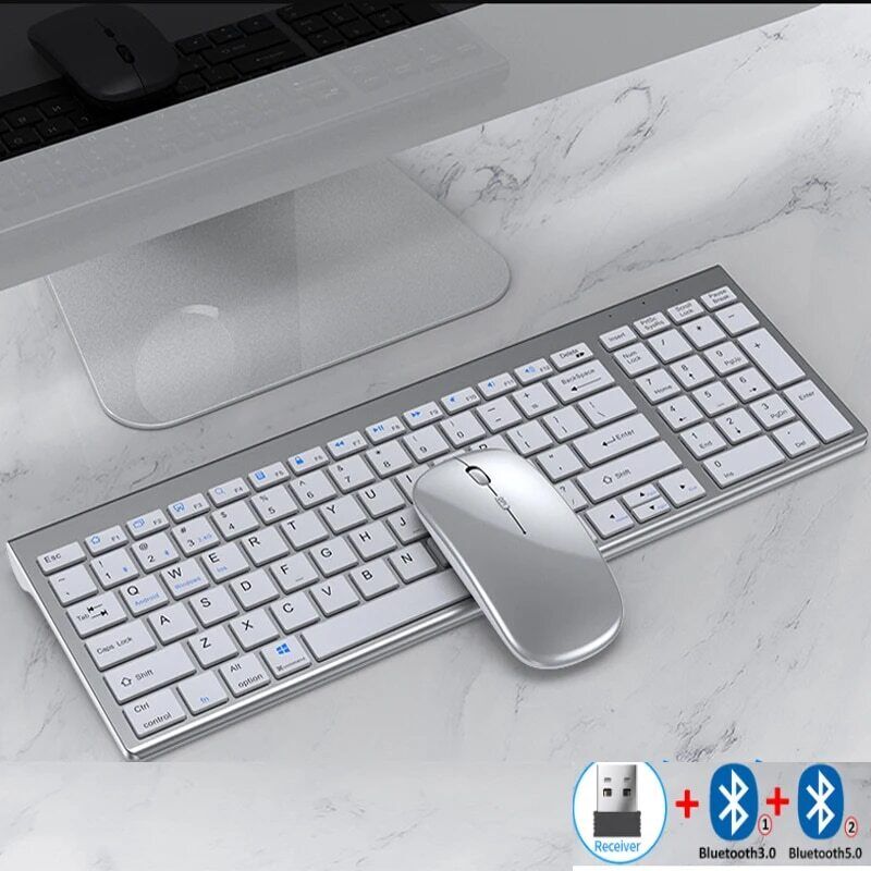 Slim Rechargeable Bluetooth Keyboard and Mouse Set
