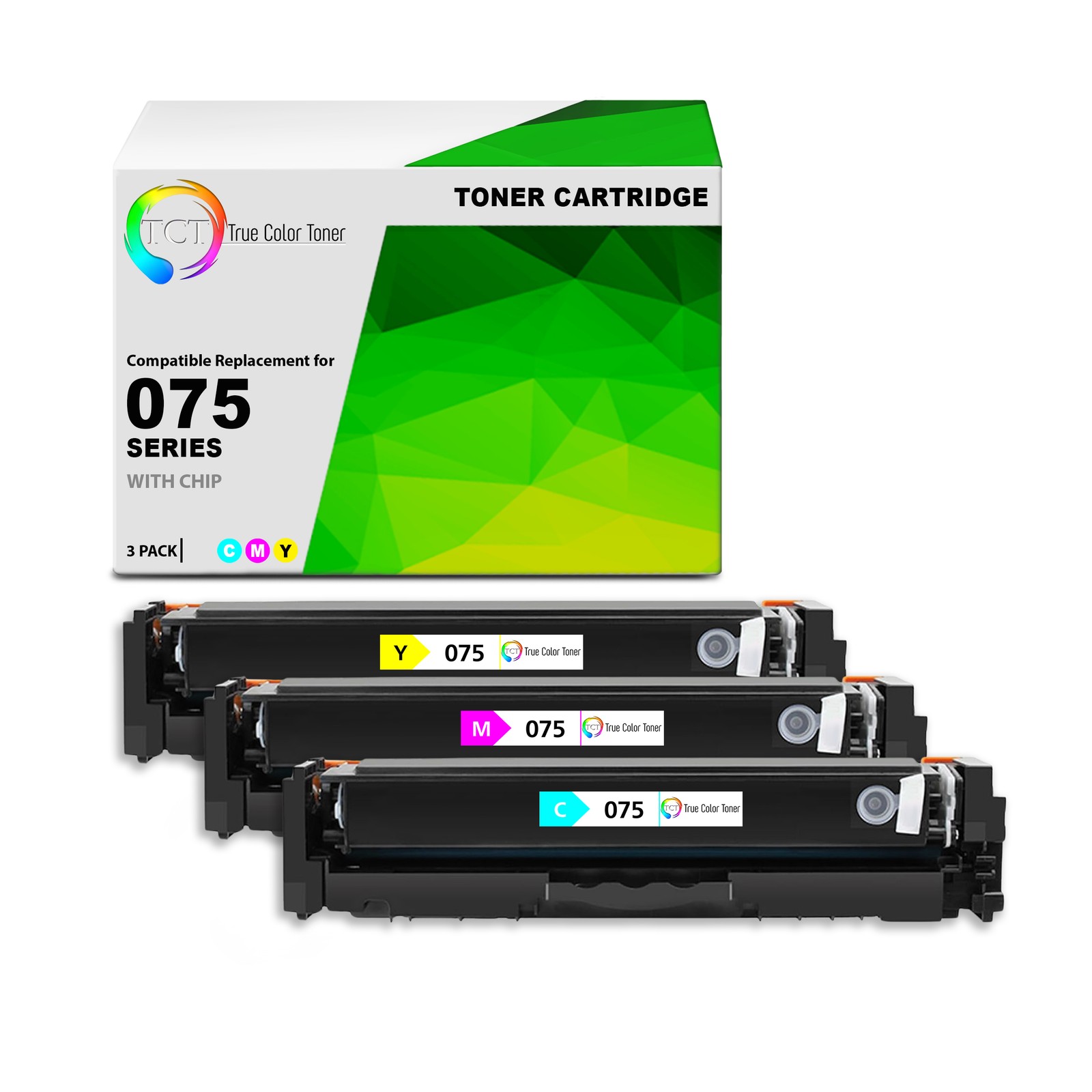 TCT Compatible CMY Toner Cartridge Replacement for Canon 075 – 3-Pack