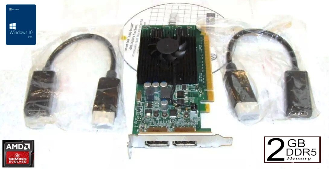 2GB✔️DUAL HDMI Video Card BUNDLE✔️Two DisplayPort to HDMI adapters✔️Dell HP  SFF