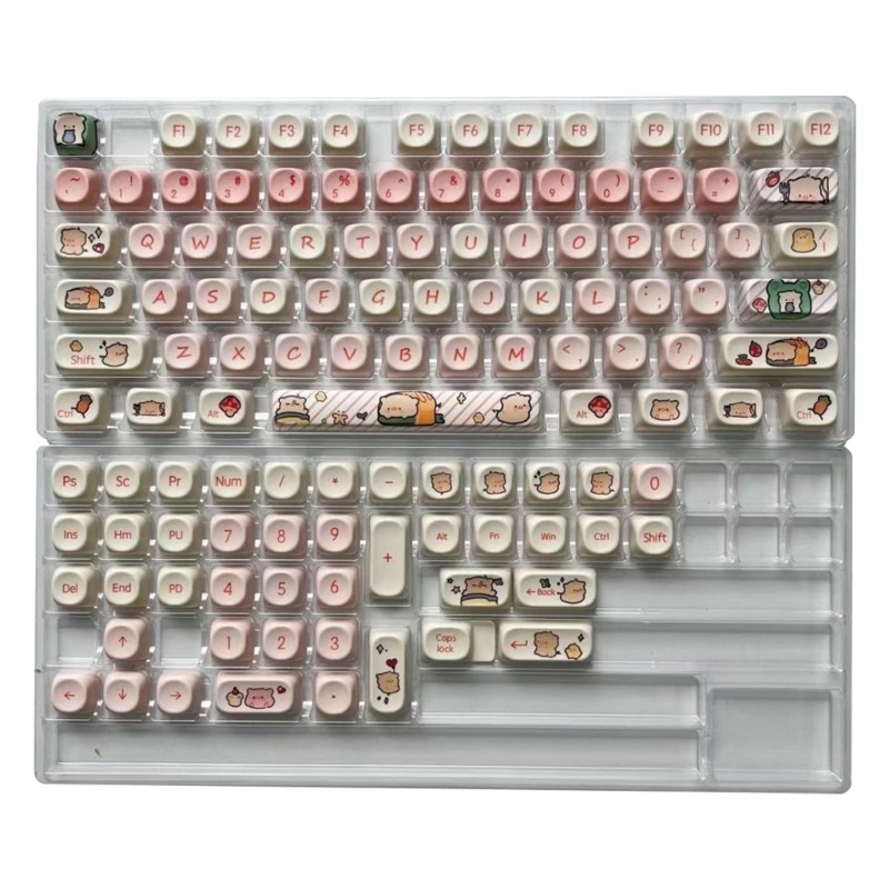 Comfortable Typing 118 Key PBT Keycap Set in Pink Pig Style for PC and Laptop