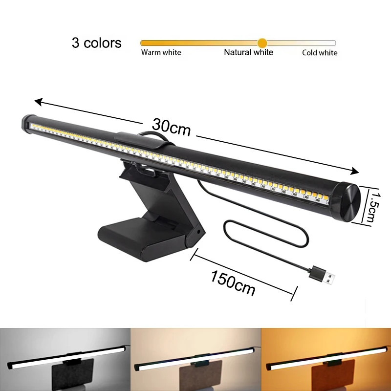 Computer Monitor Screen Light Bar LED Hanging Desk Lamp Adjustable USB Powered