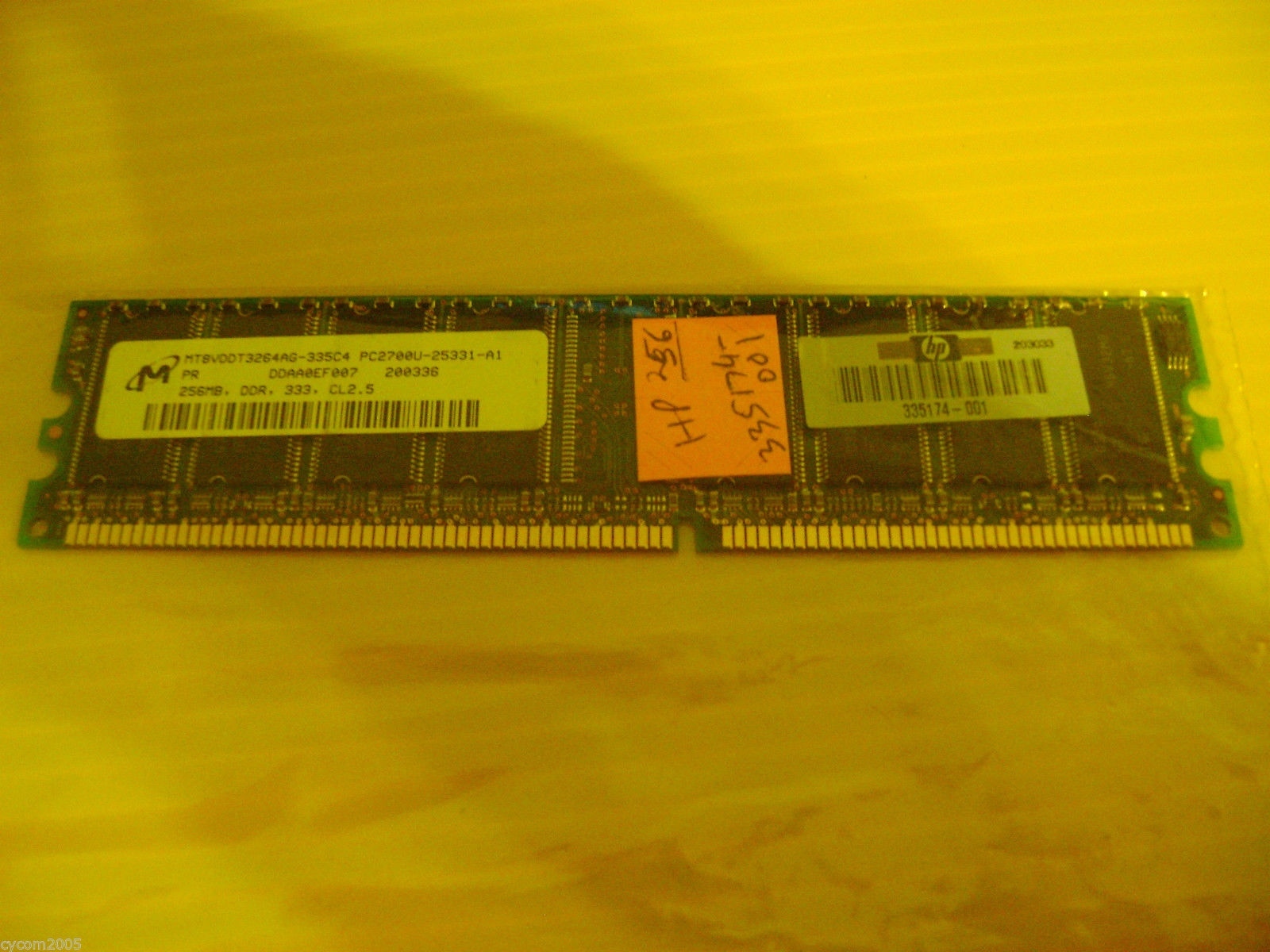 Micron 256MB 184p PC2700 CL2.5 8c 32x8 DDR DIMM T001-RFB MT8VDDT3264AG-335C4
