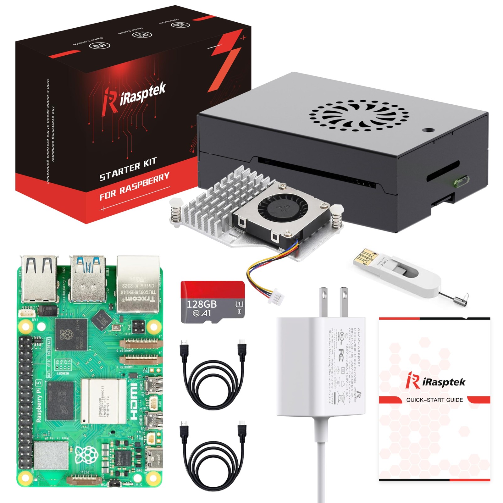 iRasptek Starter Kit for Raspberry Pi 5 8GB RAM-Pre-Loaded with 128GB Edition...
