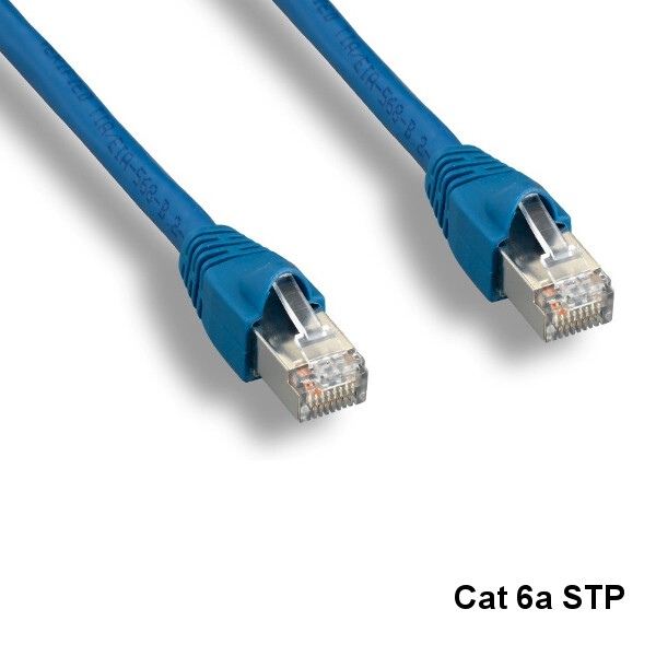 KNTK Blue 3ft Cat6A STP Cable Shielded 10Gbps 24AWG 600MHz Networking RJ45
