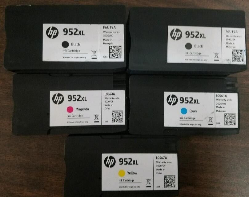 Set 5 Half New Genuine HP 952XL BK CYN MAG YEL Inkjets 50% Ink 2021-2024
