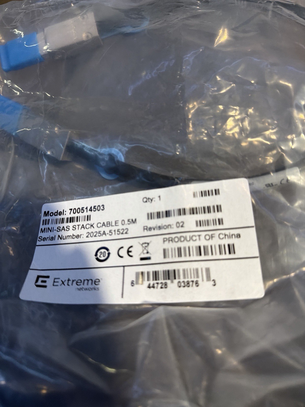 Extreme Networks 700514503 Mini SAS Stack Cable 0.5m NEW OEM
