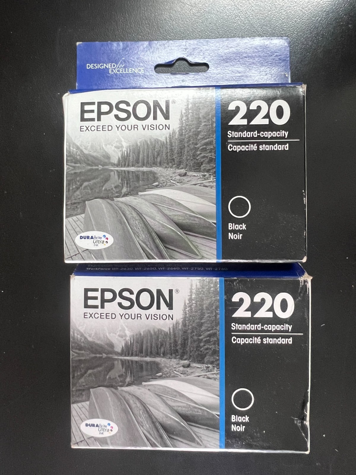 Epson 220 2 pack (T220120-S) Durabrite Ultra Black Ink Cartridge 5589/2