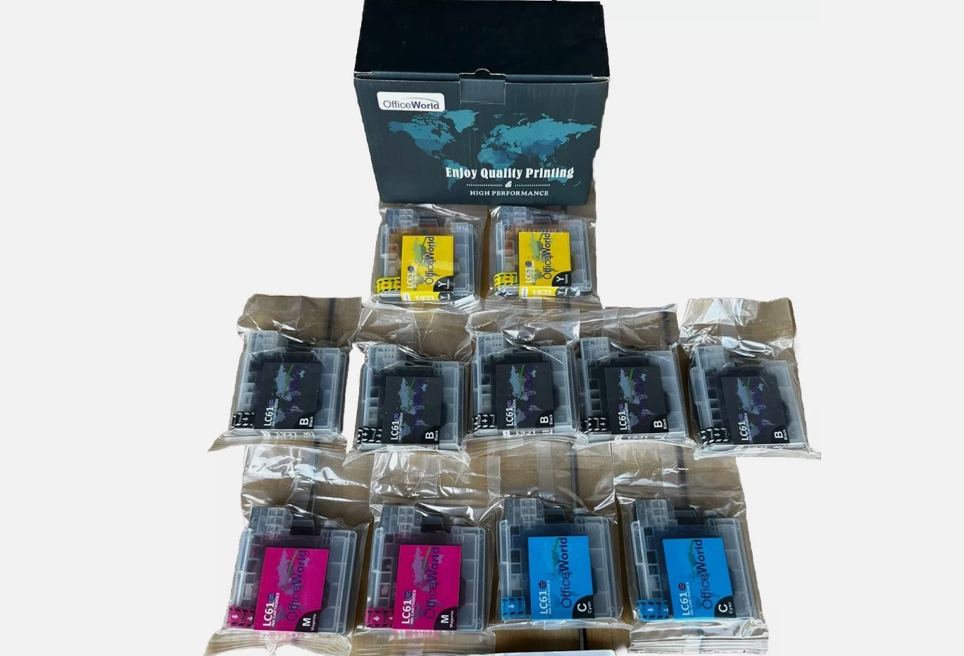 OFFICE WORLD BROTHER LC61 PRINTER INK 11 CARTRIDGES BLACK, CYAN, - LC61