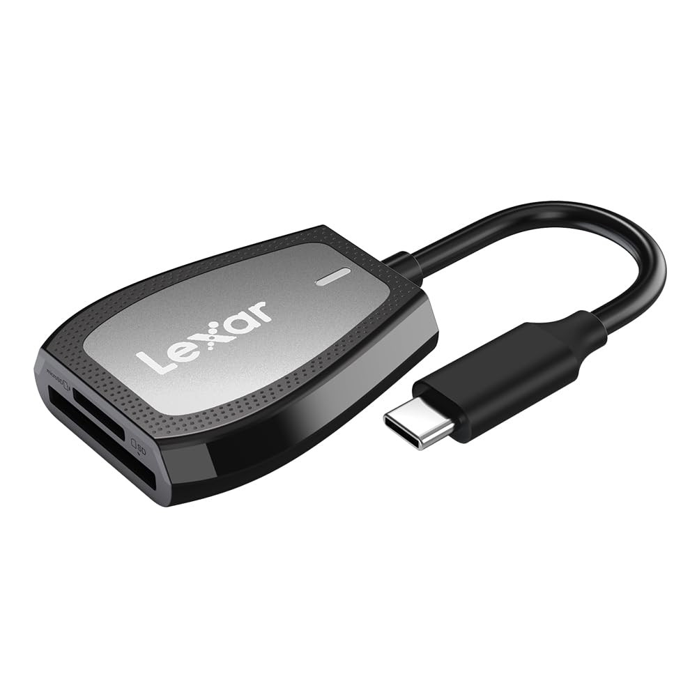 Lexar Professional USB 3.2 Type-C Dual-Slot Reader, Supports SD and Black 