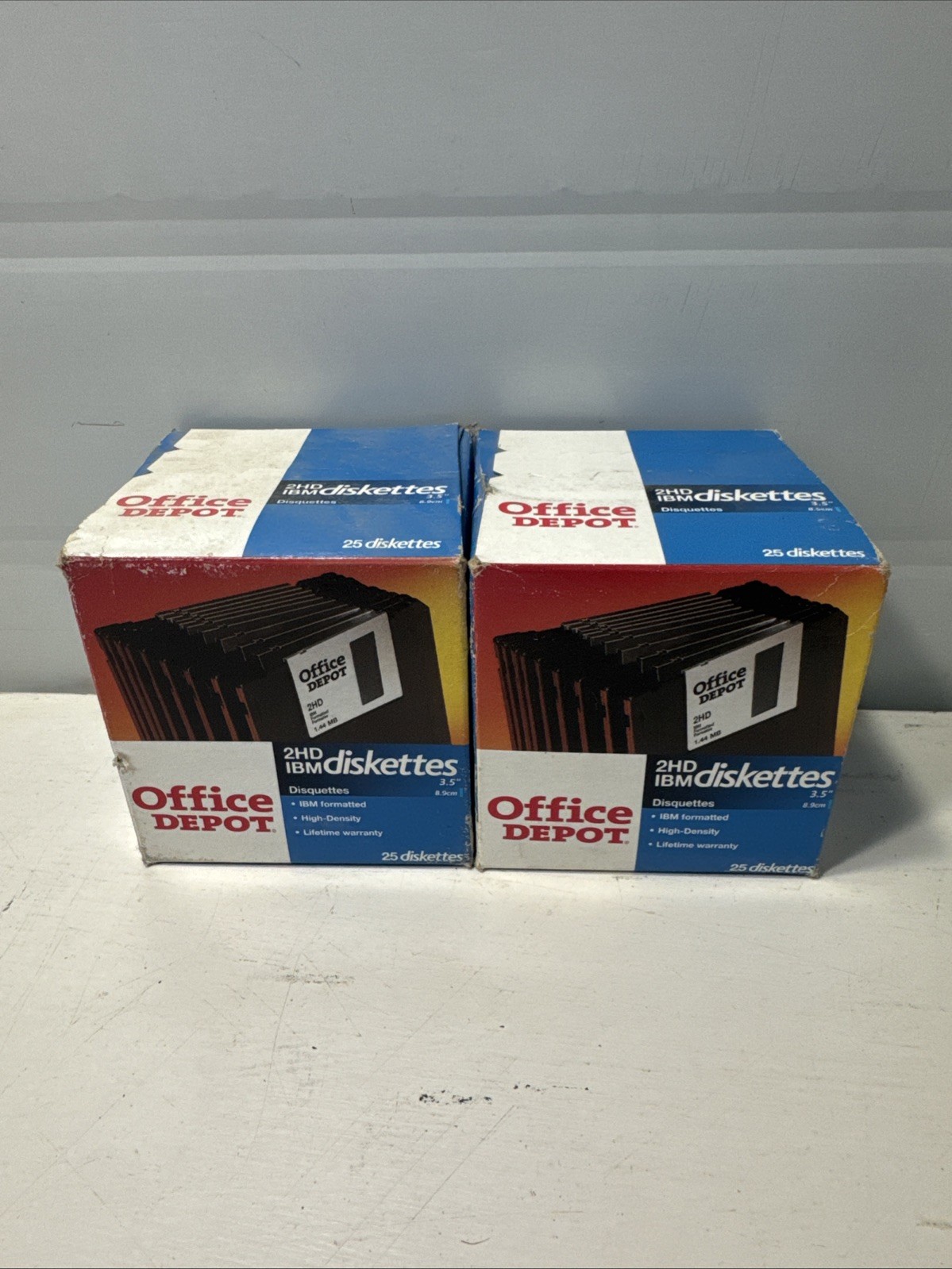 Lot 2 Office Depot 2HD IBM 25 Formatted 3.5 Floppy Disks Diskettes 1.44 MB NEW