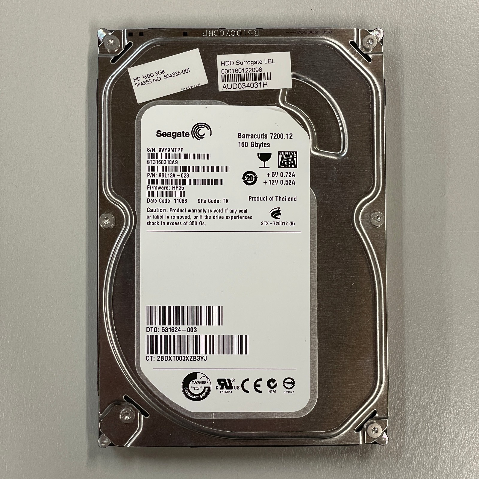 Seagate Barracuda 160GB 3.5" SATA HDD 3Gbps 7200 RPM 8MB ST3160318AS 9SL13A-023