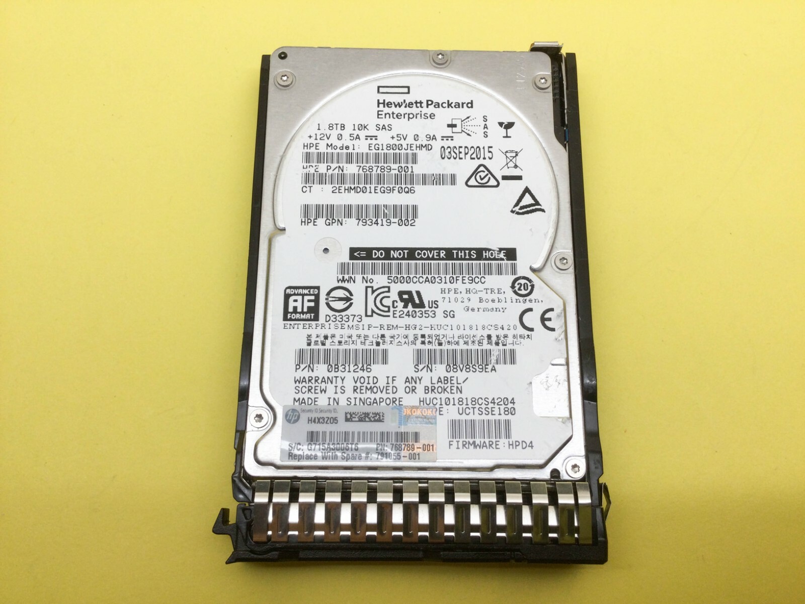 791034-B21 HP 1.8TB 12G 10K SFF 2.5" SAS SC 512E HDD HARD DRIVE 791055-001