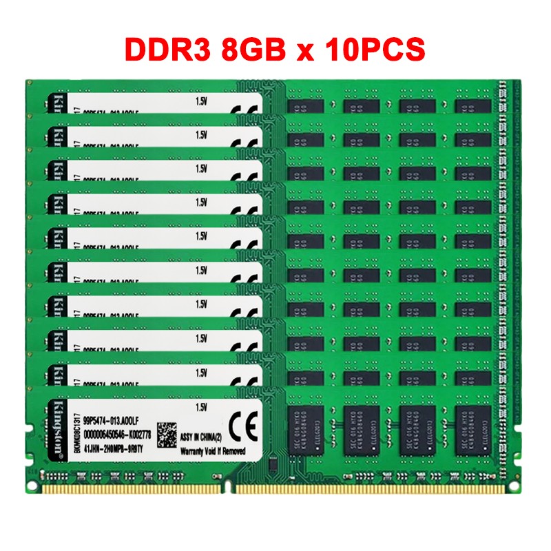 Kingston DDR3 80GB 1333MHZ DIMM Desktop Memory RAM PC3 1.5V 240-P 10x8GB Non-ECC