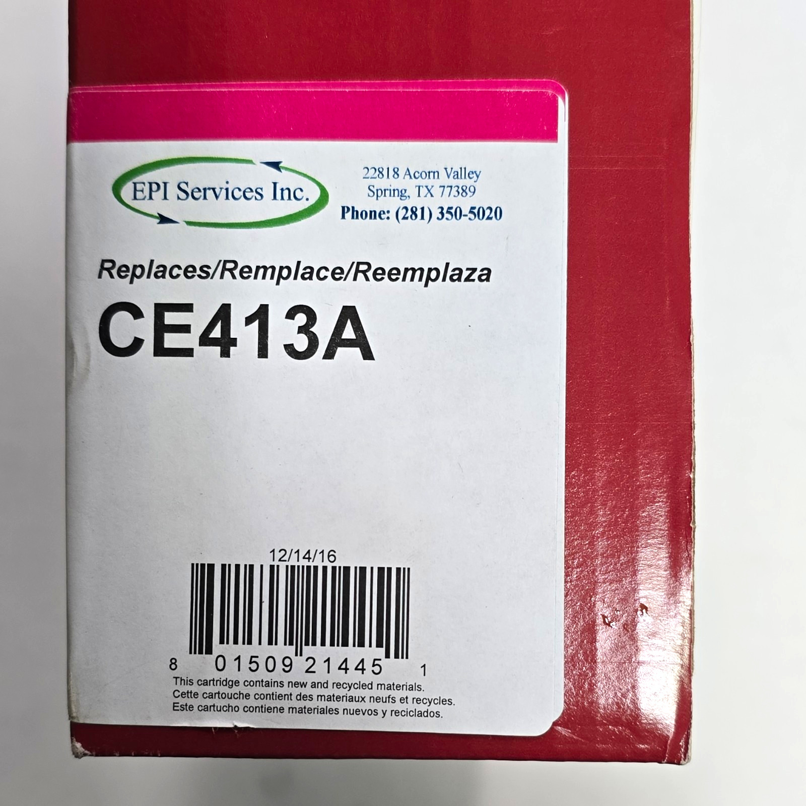 EPI Services Inc. Magenta Laser Toner CE413A for HP LaserJet Pro