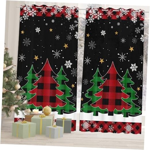 Living Room Curtains 84 Inch Length 2 Panels Set 52x84(Pack of 2) Christmas