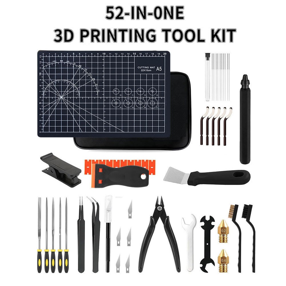 52Pcs 3D Printer Tools Kit 3D Printer Accessories & Maintenance Repair with Bag