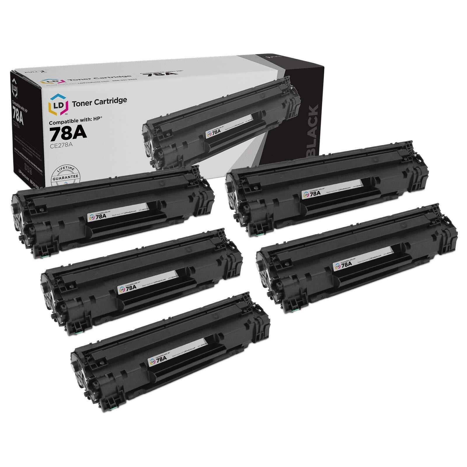 5PK LD Compatible Replacement for CE278A Fits HP 78A Black Toner Cartridges