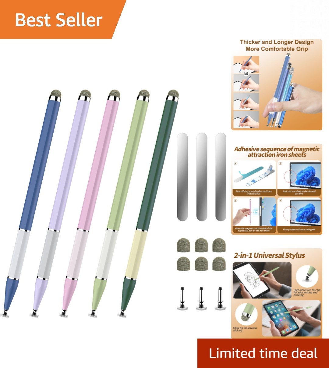 Stylish 5 PCS Multi-Purpose Magnetic Stylus Pen - Ideal for iPad/iPhone/Tablets