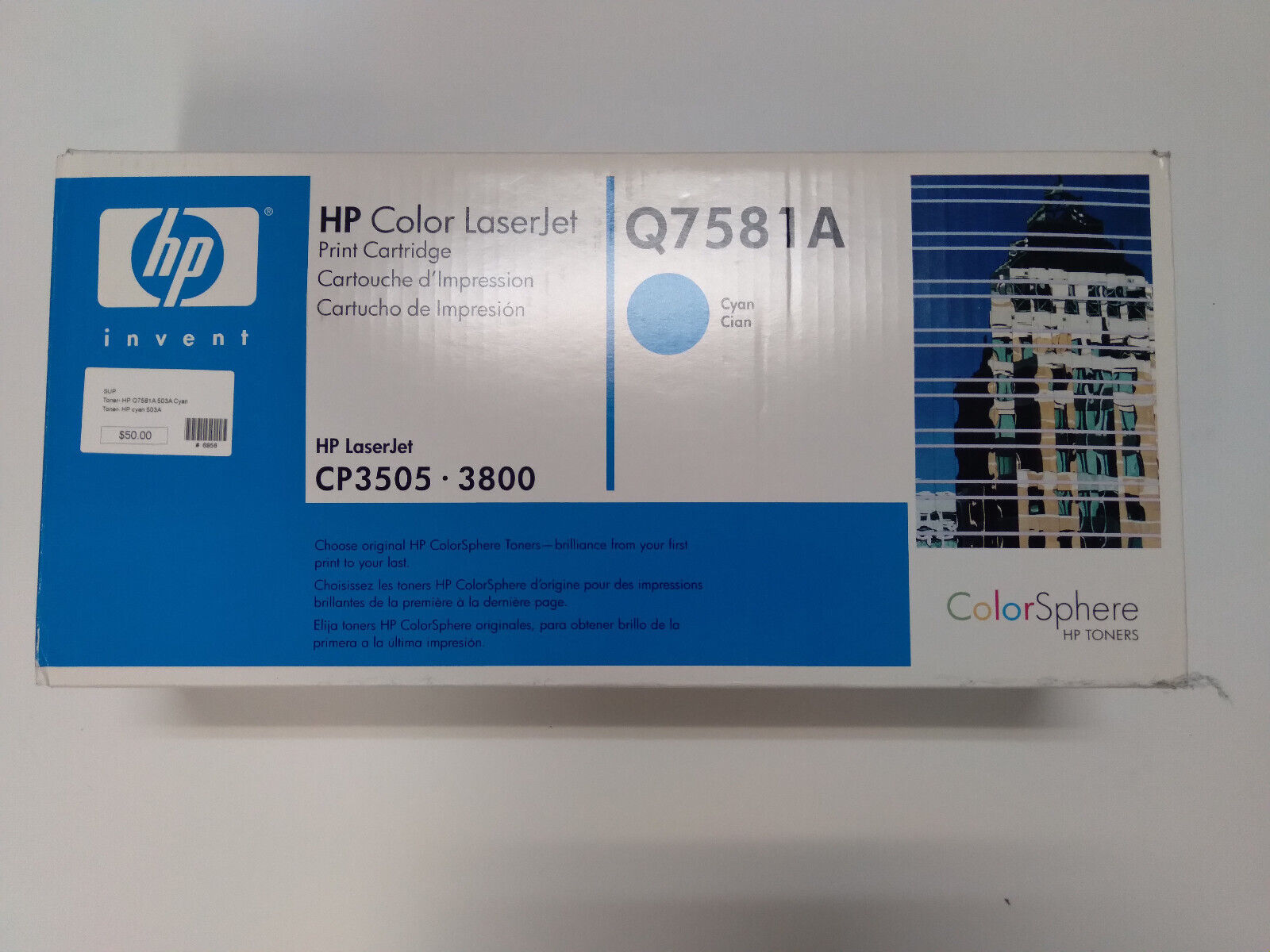 (New/Sealed) Geniune HP Q7581A Blue Laser Toner For HP CP3505 3800