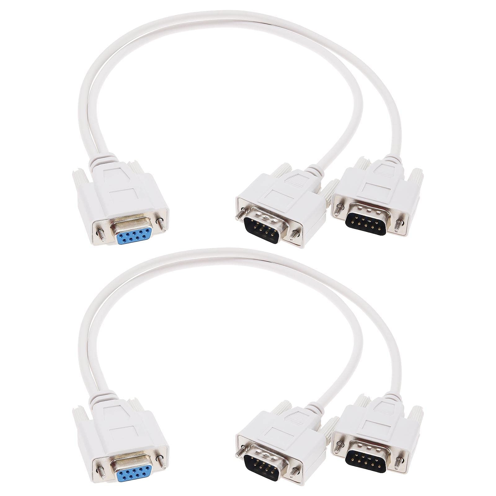 2Pcs DB9 Serial Splitter Cable Replacement DB9 9 Pin 1 Female Ale to 2 Male R...