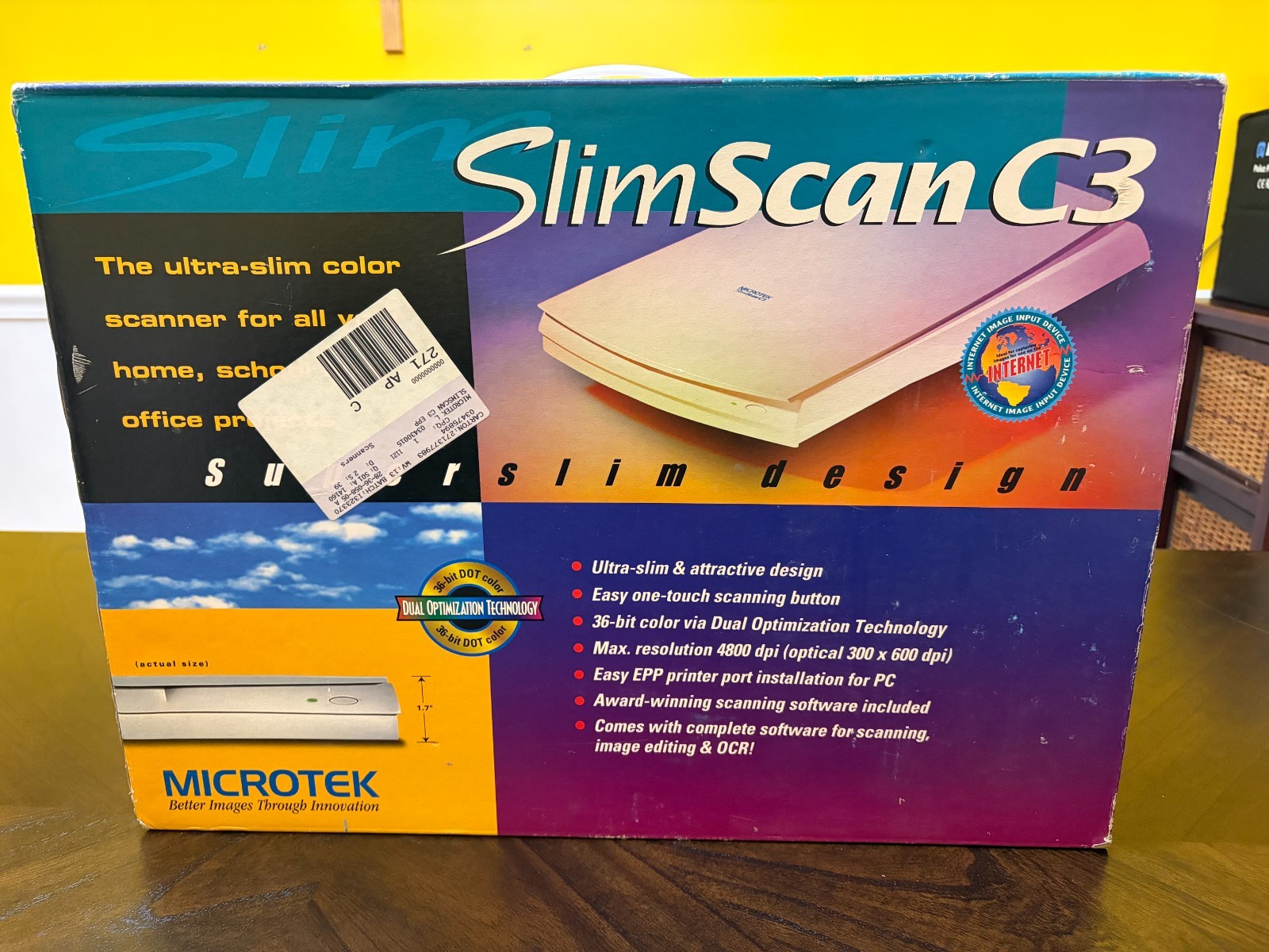 New Vintage Microtek SlimScan C3 Superslim Flatbed Scanner Dual Optimization